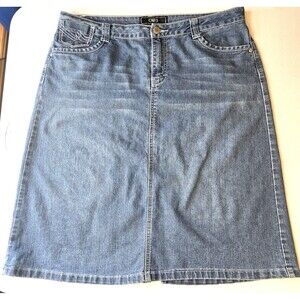 Cato Denim Skirt Womens 16 Blue Jean Med Wash Straight Knee Length Pockets Slit